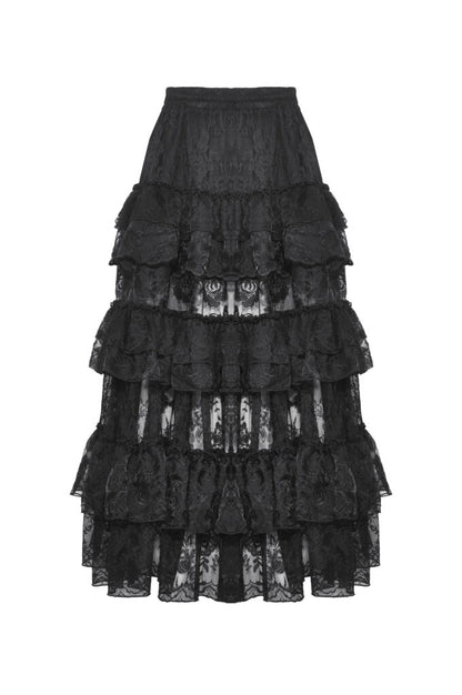 Gothic lace layered ruffle skirt