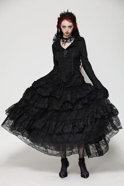 Gothic lace layered ruffle skirt