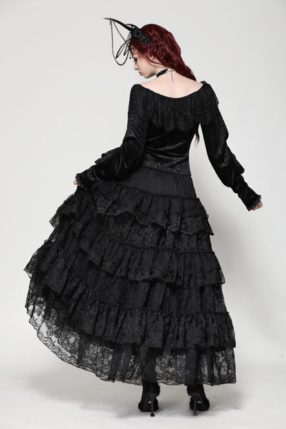 Gothic lace layered ruffle skirt