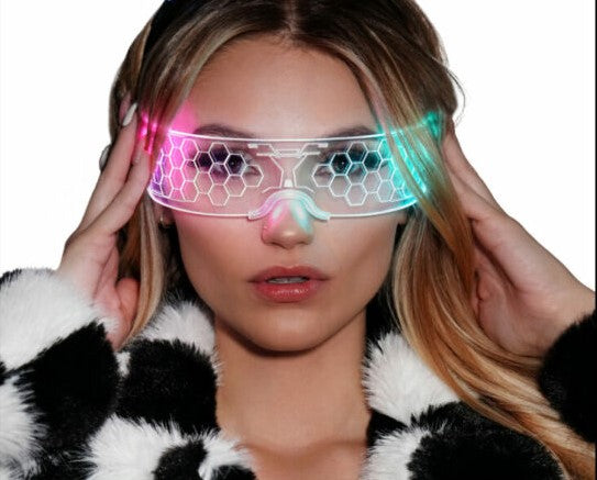 LED Honeycomb Futuristic Glasses