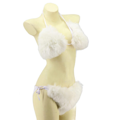 LED faux fur Bikini Set
