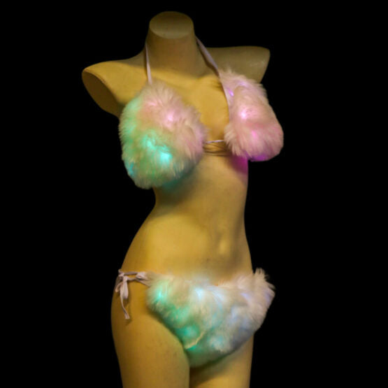 LED faux fur Bikini Set