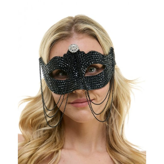 Black Rhinestone Half-Mask
