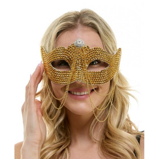 Gold Rhinestone Half-Mask