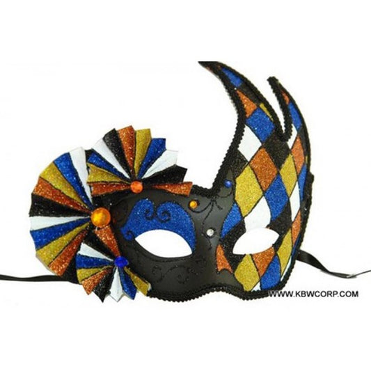 Venetian Mask w/ Fans Blue