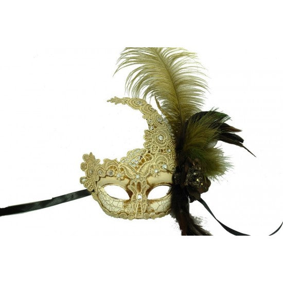 Lace Mask w/Feather
