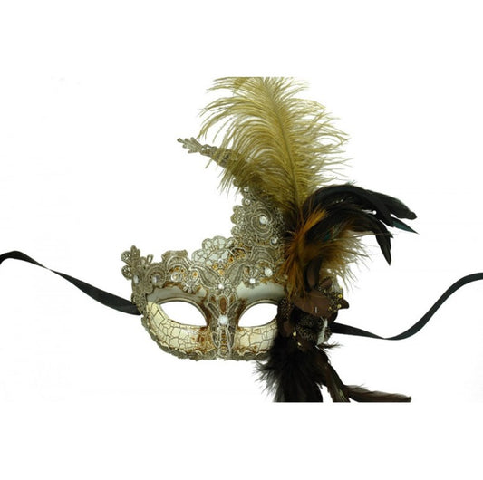 Lace Mask w/Feather