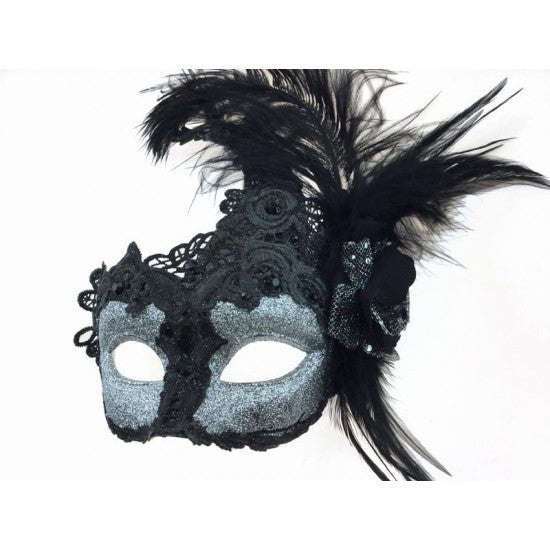 Venetian Lace w/ feather Blk