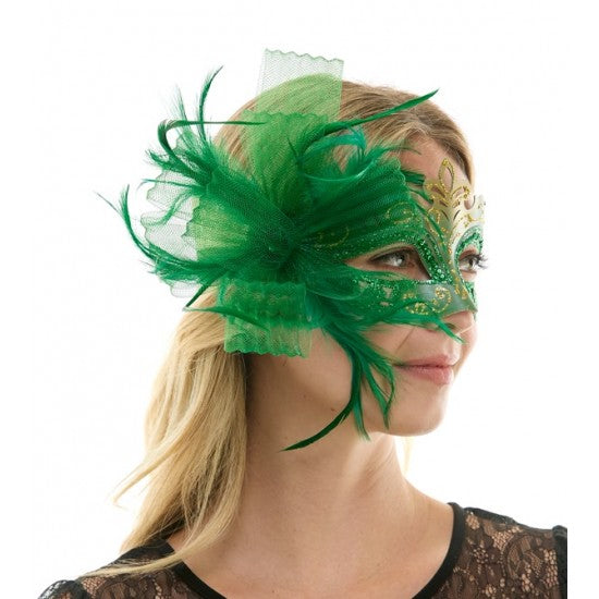 Green Crown Fascinator Mask