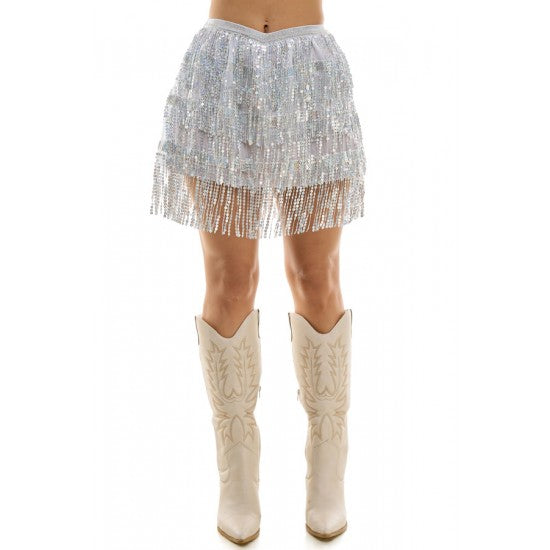 Sequin Fringe Skirt