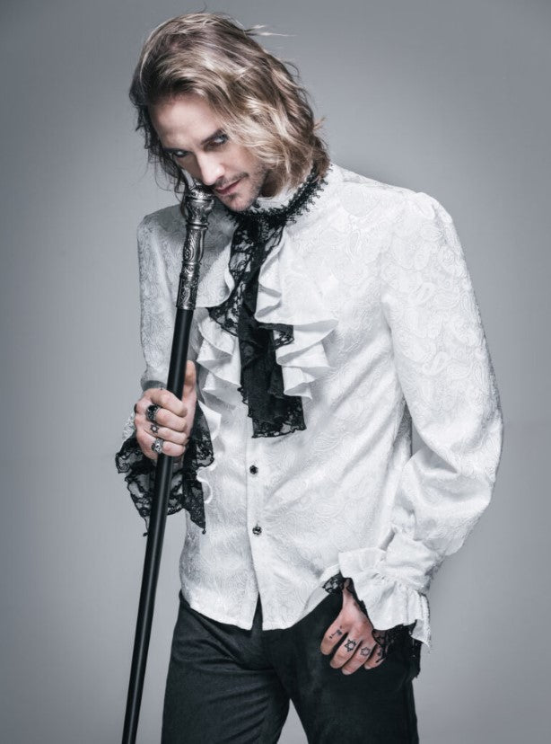 Palace style mens gothic shirt with removable tie