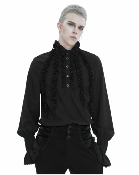 High Collar Ruffle Row Gothic Shirt