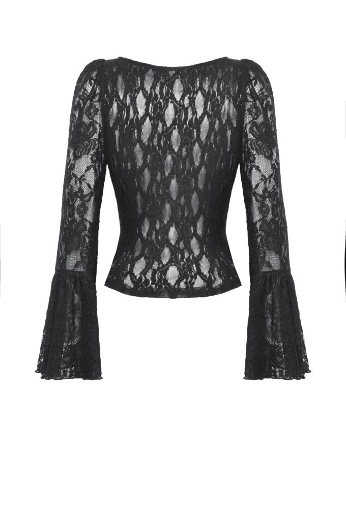 Gothic Dark Lace Sexy Deep V Neck Top