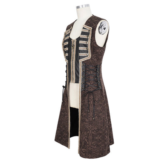 Damask male Long Pirate Waistcoat