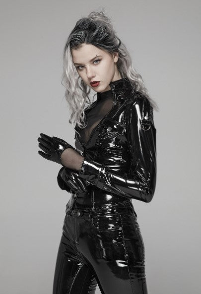 Punk V-Neck Slimmings PU Shirt