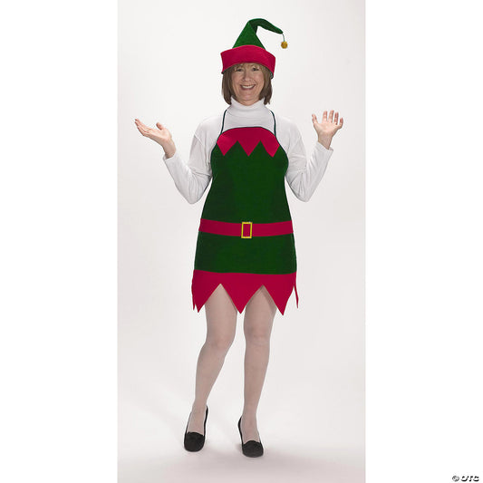 Adult's Elf Christmas Apron & Hat Set