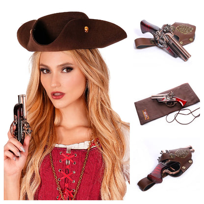 Steampunk Red Gun and Holster
