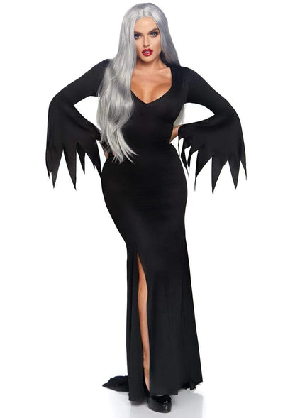 High Slit Floor Length Bodycon Gothic Dress