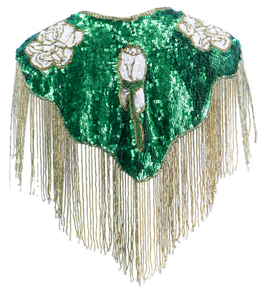 Beaded Shawl with Roses