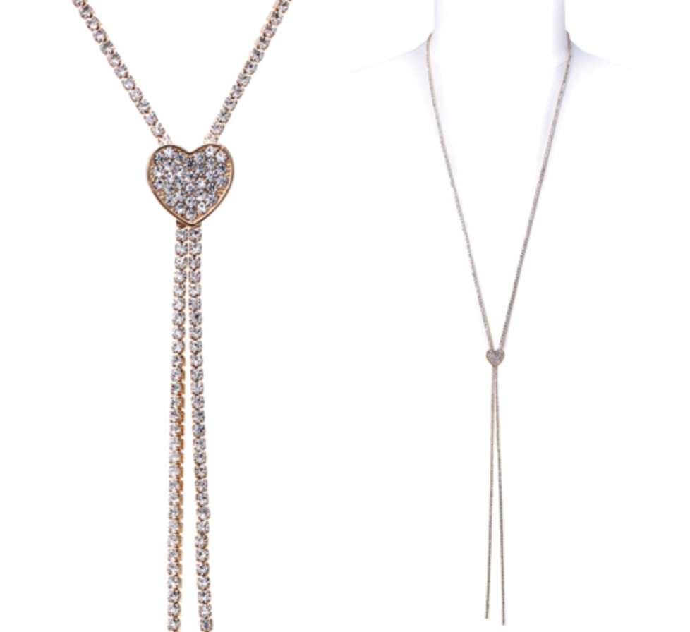 Lariat Rhinestone Heart Necklace – slider
