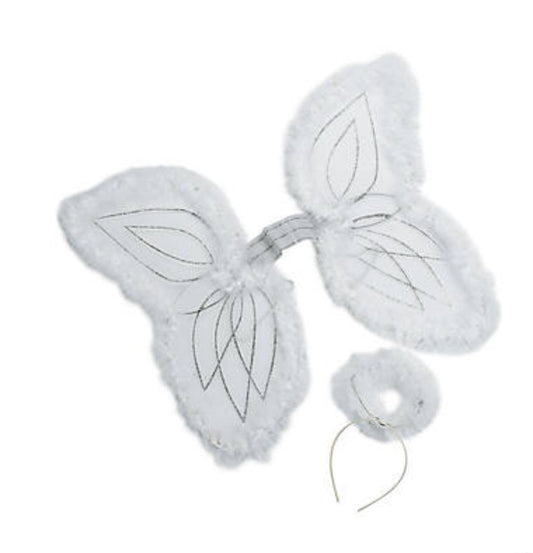 Child's White Marabou Angel Wings & Halo Headband