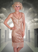 Load image into Gallery viewer, Art Deco open back beaded dress
