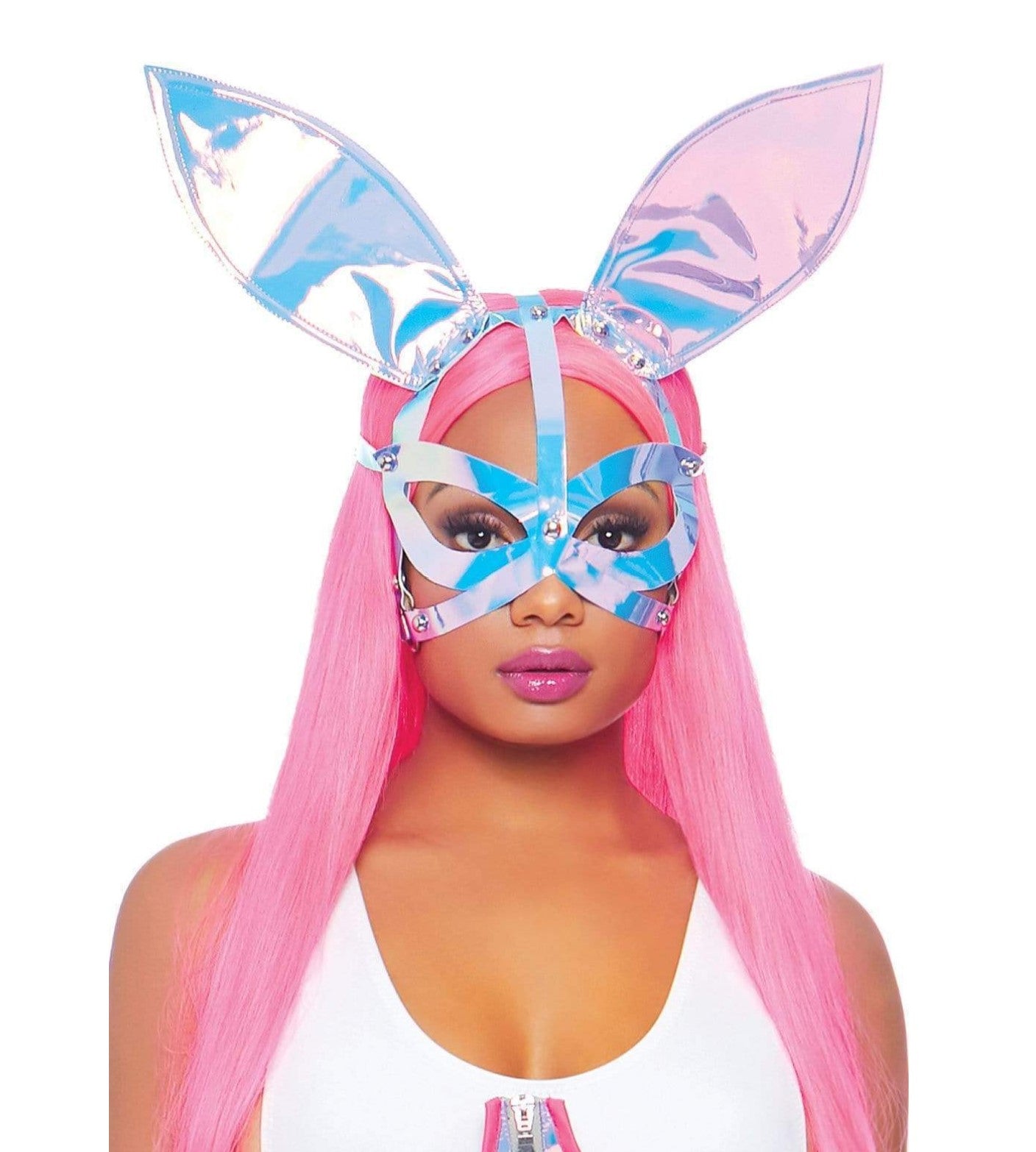 Holographic Vinyl Bunny Ear Mask