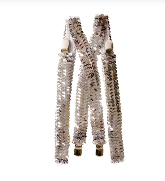 Silver Sequined Suspenders