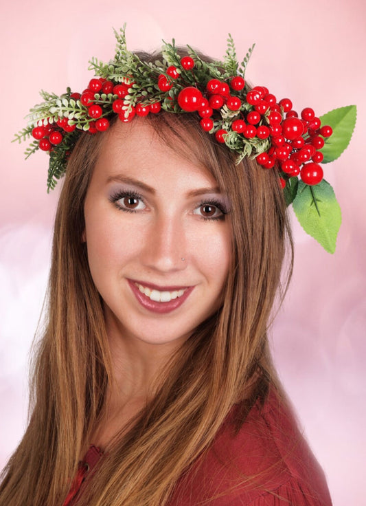 Red Holly Renaissance Flower Garland Crown