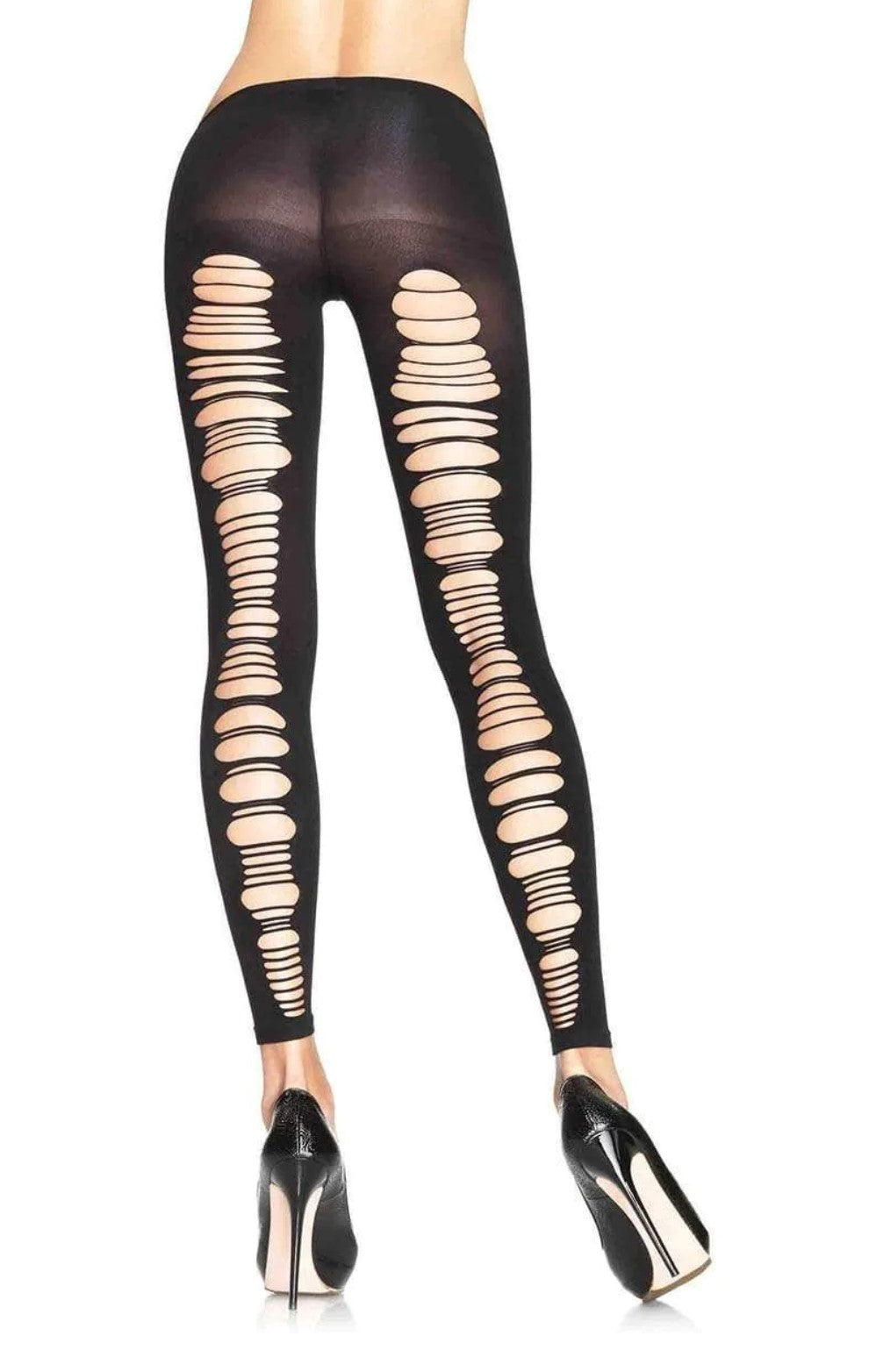 Spandex shredded back opaque footless tights