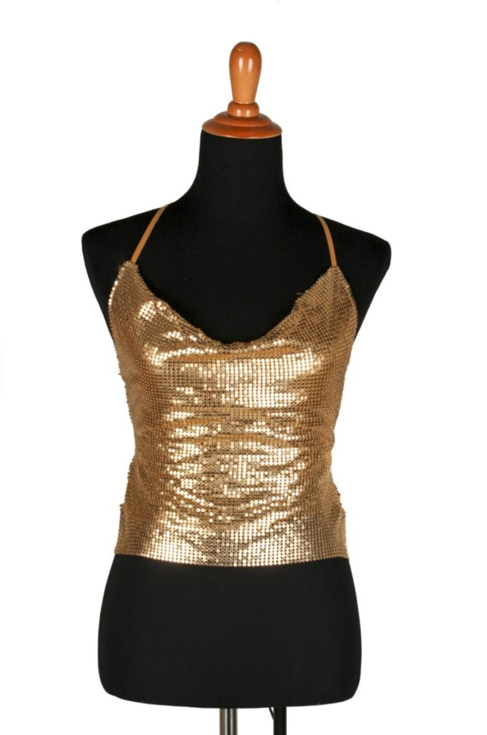 Metal Mesh Halter Top with Lining