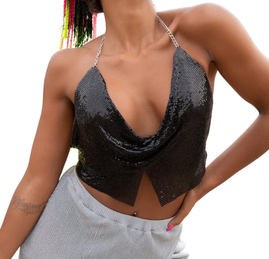 Black Metal Mesh Top