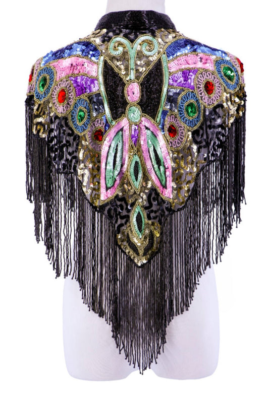 Beaded Scarf with Collar – Multi