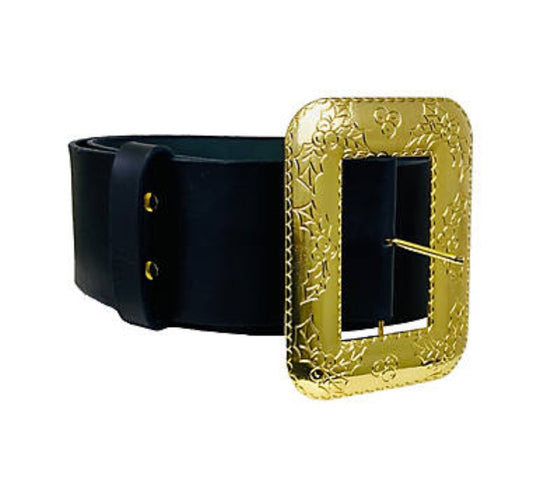 Leather Santa Belt with Cast Buckle