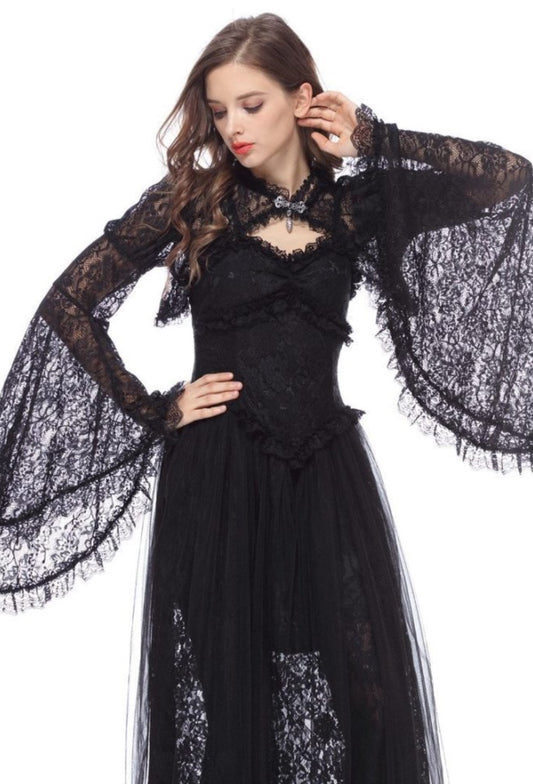 Gothic Lace Shoulder Piece with Full Sleeves