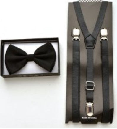 Bow tie & Suspender Leather Set