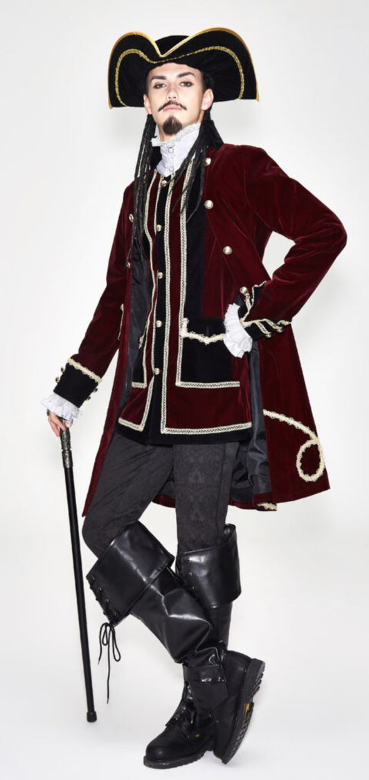 Two-piece Red Pirate Set: Jacket and Vest