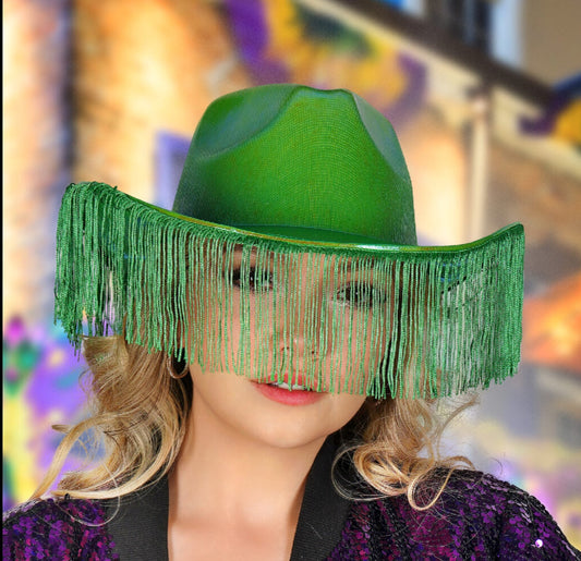 Metalic Cowboy HAT W/Fringes
