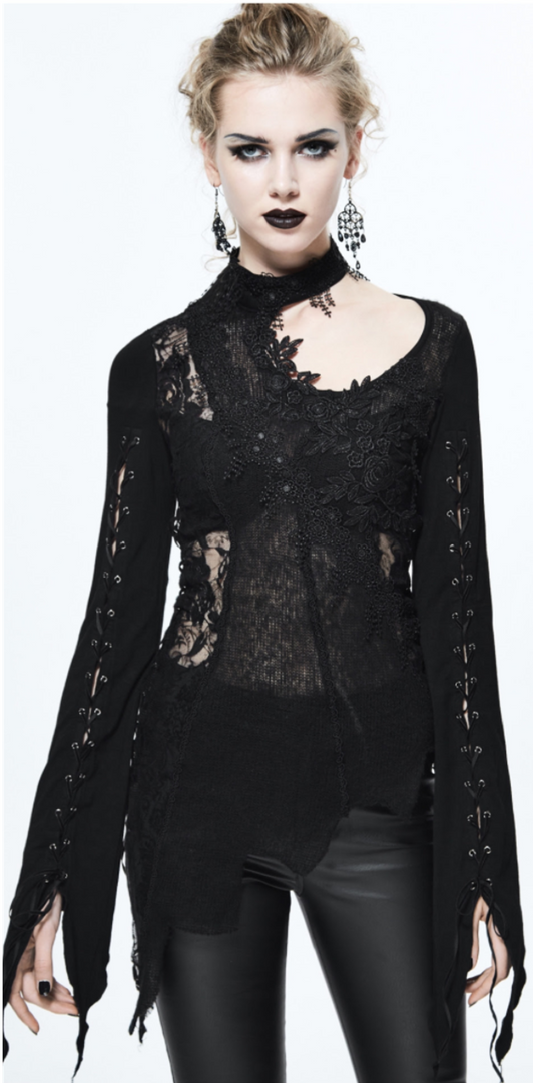 Punk Lace Witch Asymmetrical Top