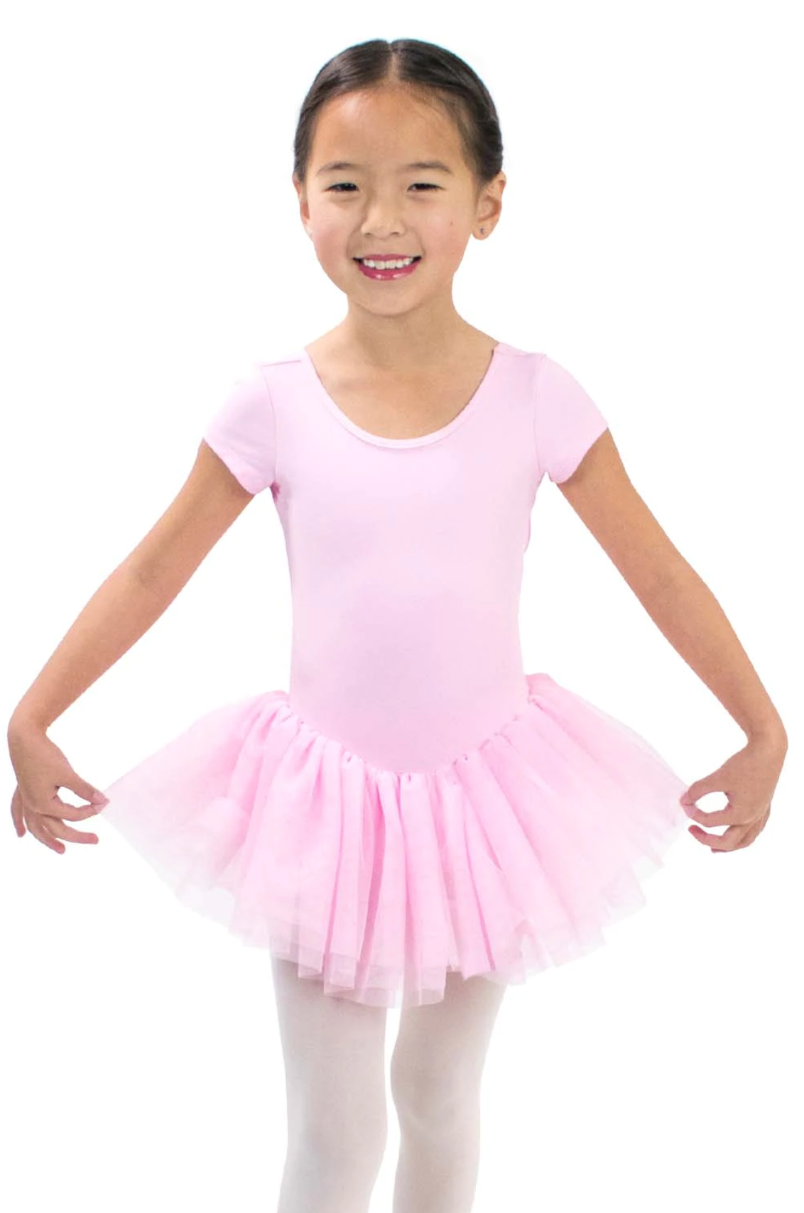 Girls' Microfiber Short Sleeve Criss-Cross Back TuTu Dress