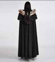 Load image into Gallery viewer, Gothic wool collar long cloak
