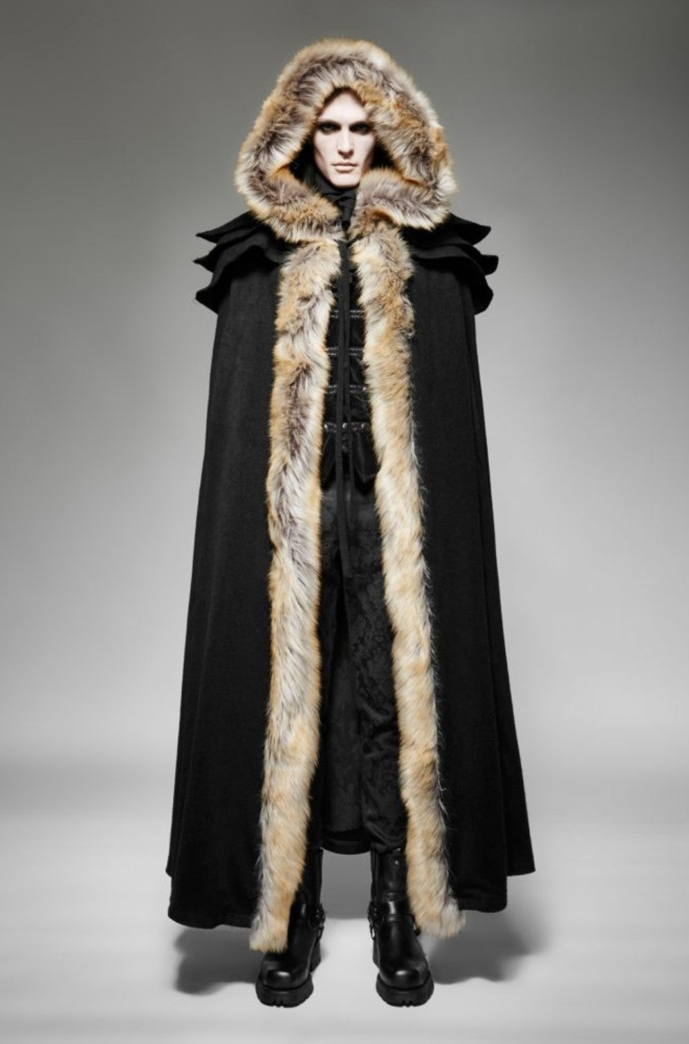 Gothic wool collar long cloak