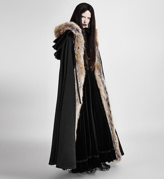 Gothic wool collar long cloak